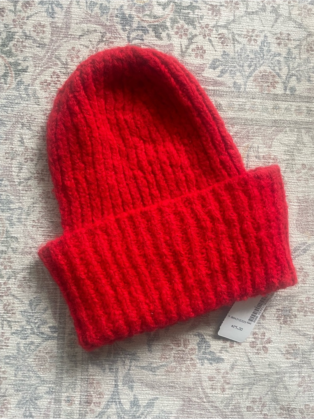 Red Knit Beanie Hat - Simons imported from Italy